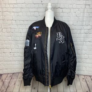 H&M Divided Black LA Patchwork Bomber Jacket